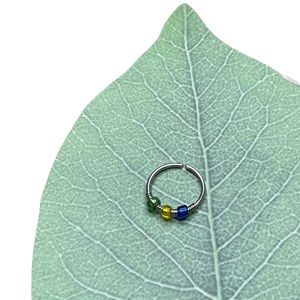 2/$18 Green yellow blue Beaded hoop nose ring 20G 💚💛💙